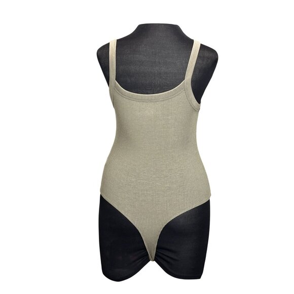 American Eagle Ribbed Bodysuit Olive Tank Top Style S/P/CH - Picture 3 of 11